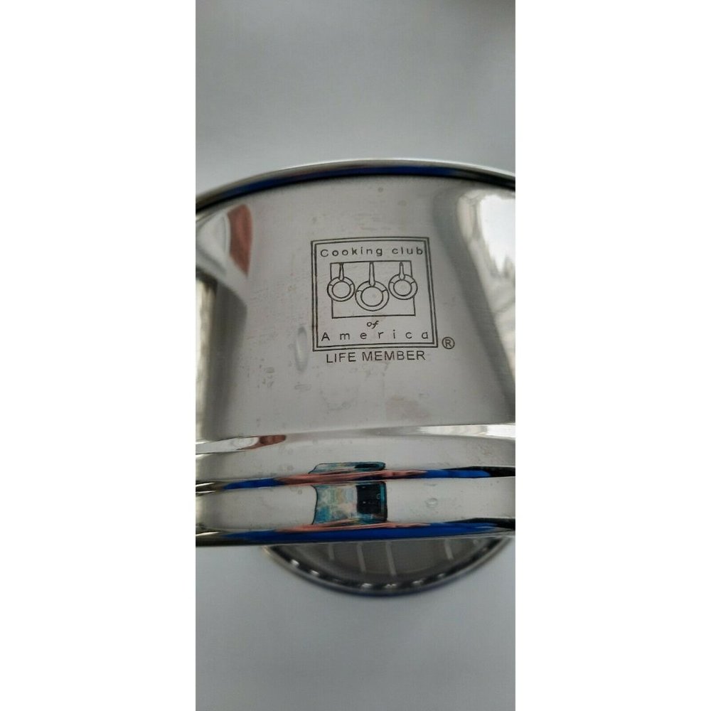 Cooking club of america Stainless Steel Steamer Pot with mesh basket and rack.